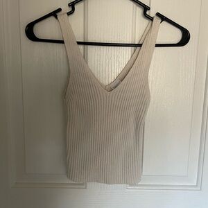 Essentials Cream Ribbed Tank Top